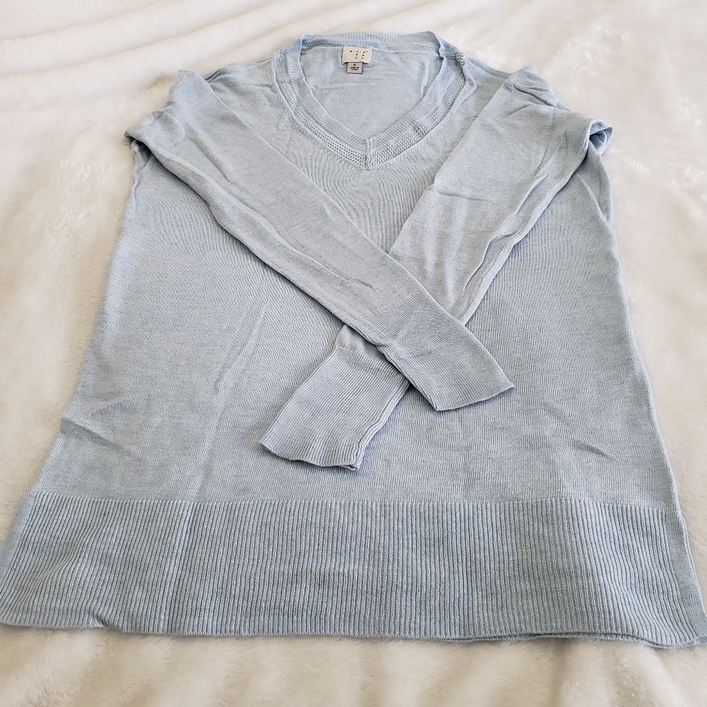 A New Day Lightweight Light Blue V-neck Sweater- Sz Small
